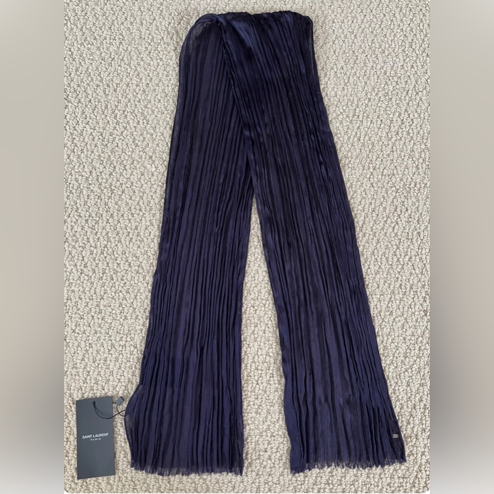 Brand New Saint Laurent Silk Crepe Scarf - Picture 2 of 6